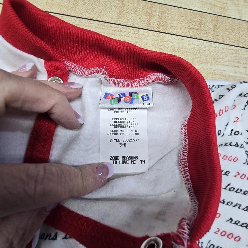Vintage Y2K Alexis 2000 Footed Sleeper Infant 3-6 Months White Red Reasons To